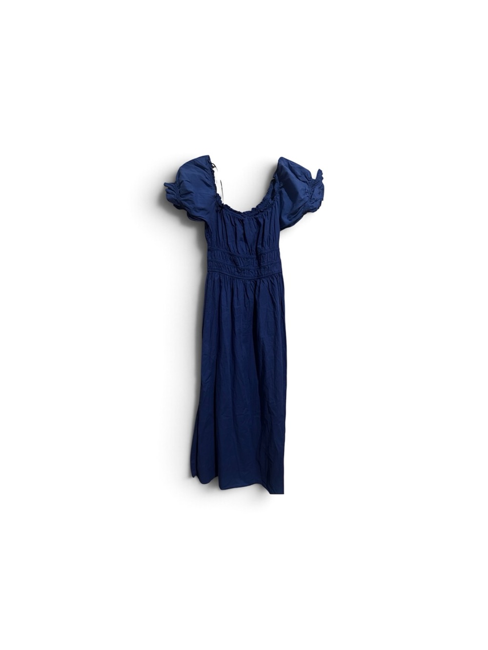 H&M Navy Puff-Sleeve Smocked Waist Maxi Dress